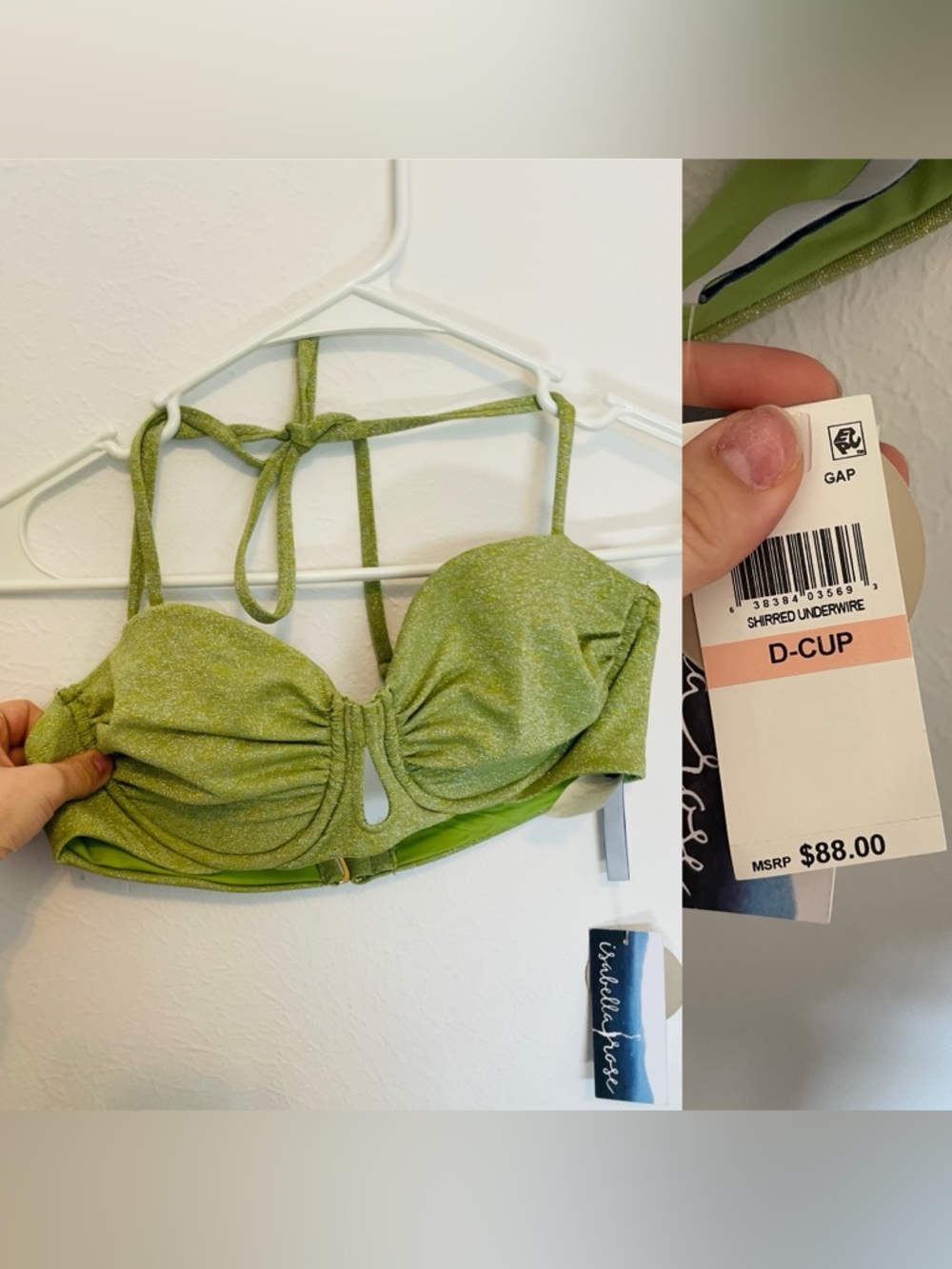 Shimmer D-Cup Green Bikini Top